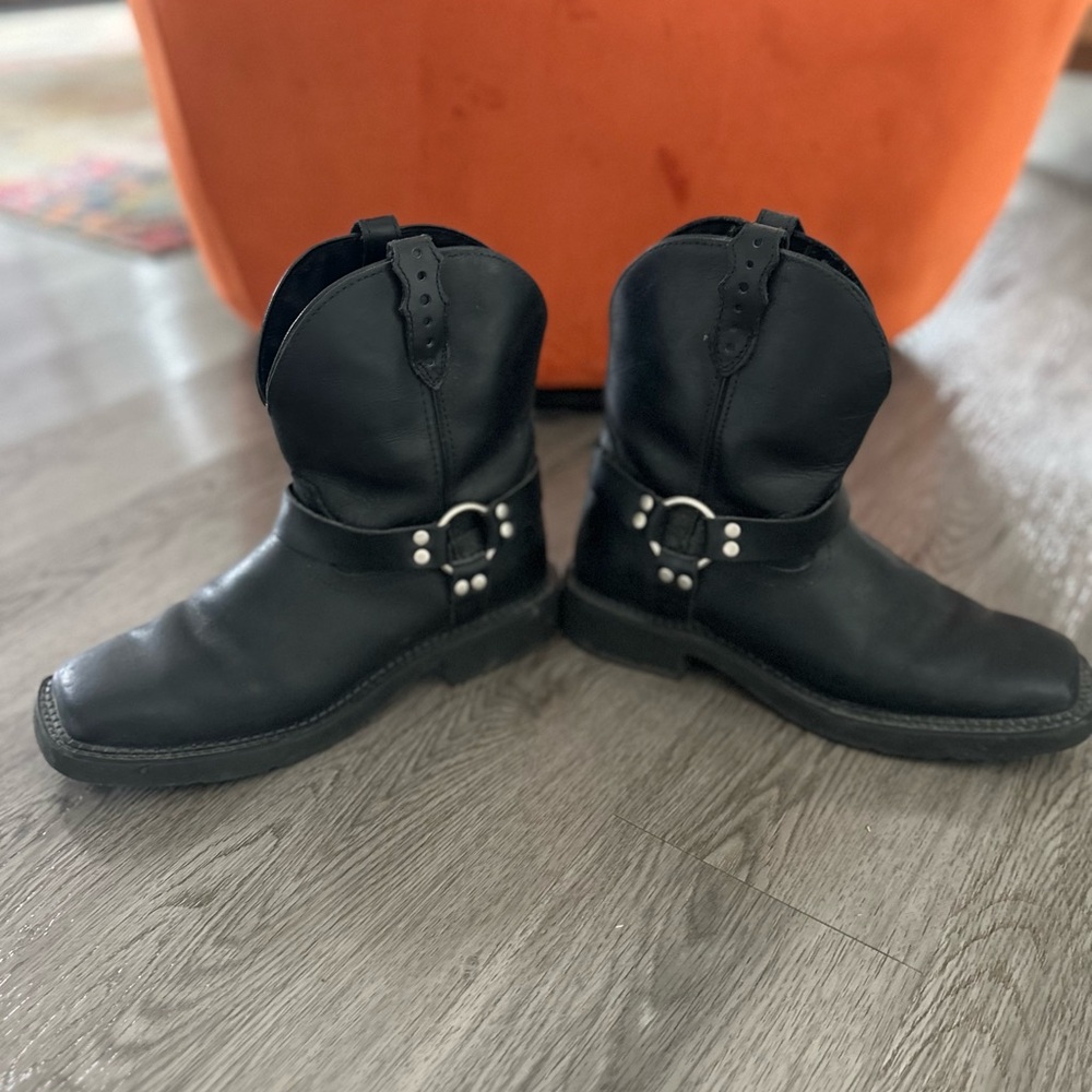 Justin Boots Black Heeled Boots-bike style